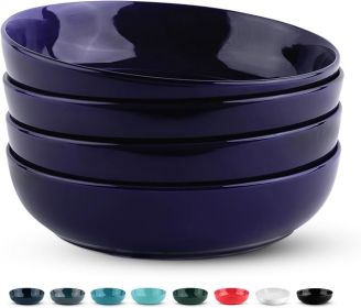 KooK Pasta Bowl, Salad Bowls, Soup, Serving Bowls, Ceramic, Large Capacity, Microwave & Dishwasher Safe, Set of 4, 40 Oz, (Cobalt) KooK Pasta Bowl, Salad Bowls, Soup, Serving Bowls, Ceramic, Large Capacity, Microwave & Dishwasher Safe, Set of 4, 40 Oz, (Cobalt)